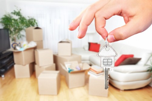 Packed boxes and moving van for Wandsworth relocation