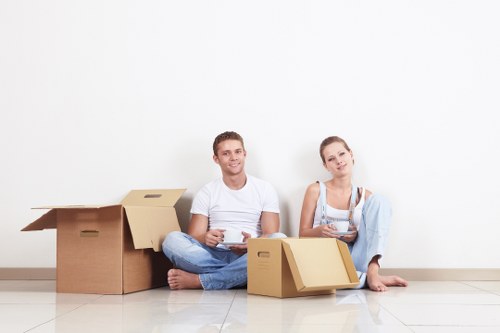 Moving boxes and packed household items ready for home moves in Wandsworth